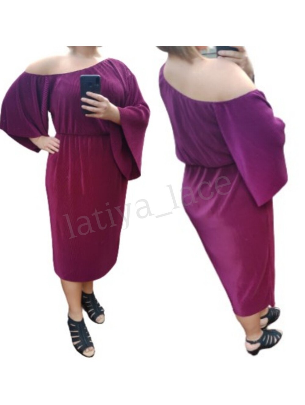 asos Plum Pleated Midi Dress NWT Accordion One-Sided Off-Shoulder Asymmetric